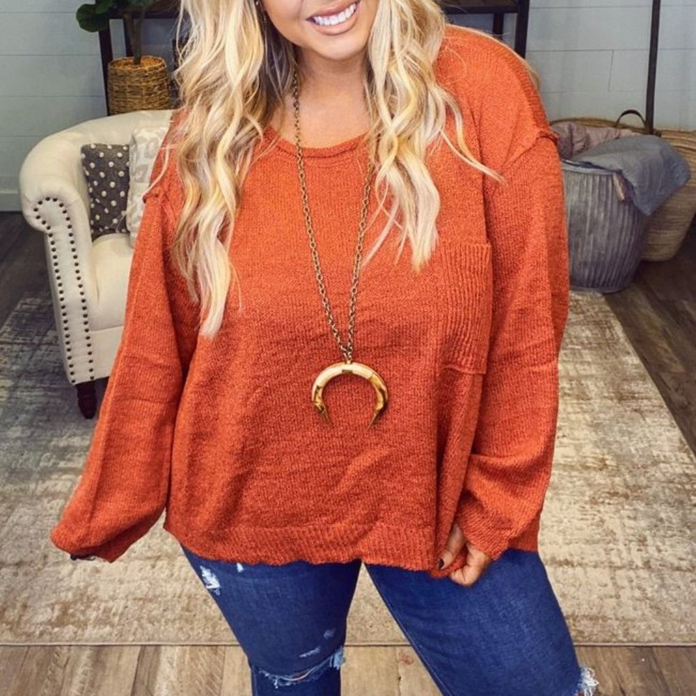 Adora Brand Free People Inspired Pumpkin Sweater